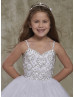 Beaded Shimmering Tulle Flower Girl Dress With Bolero